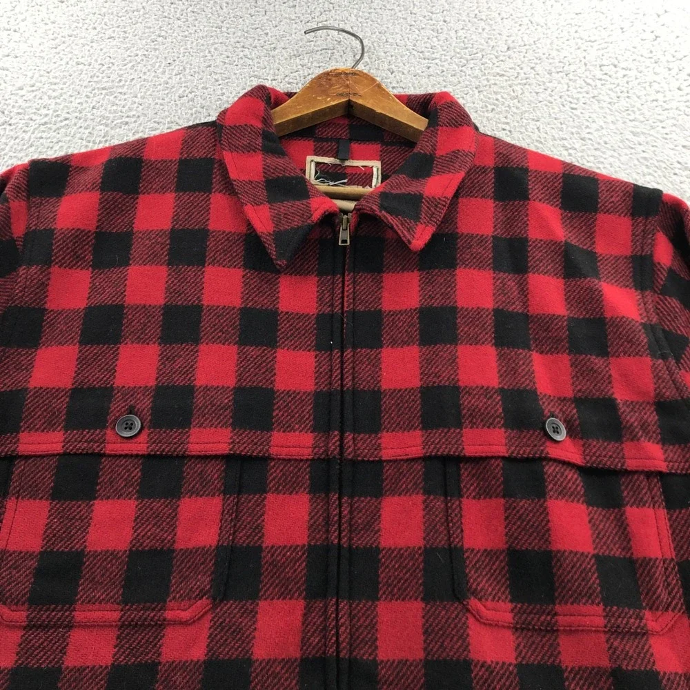 LL Bean Jacket Mens L Red Black Maine Guide Wool Shirt Jac Buffalo Plaid NEW